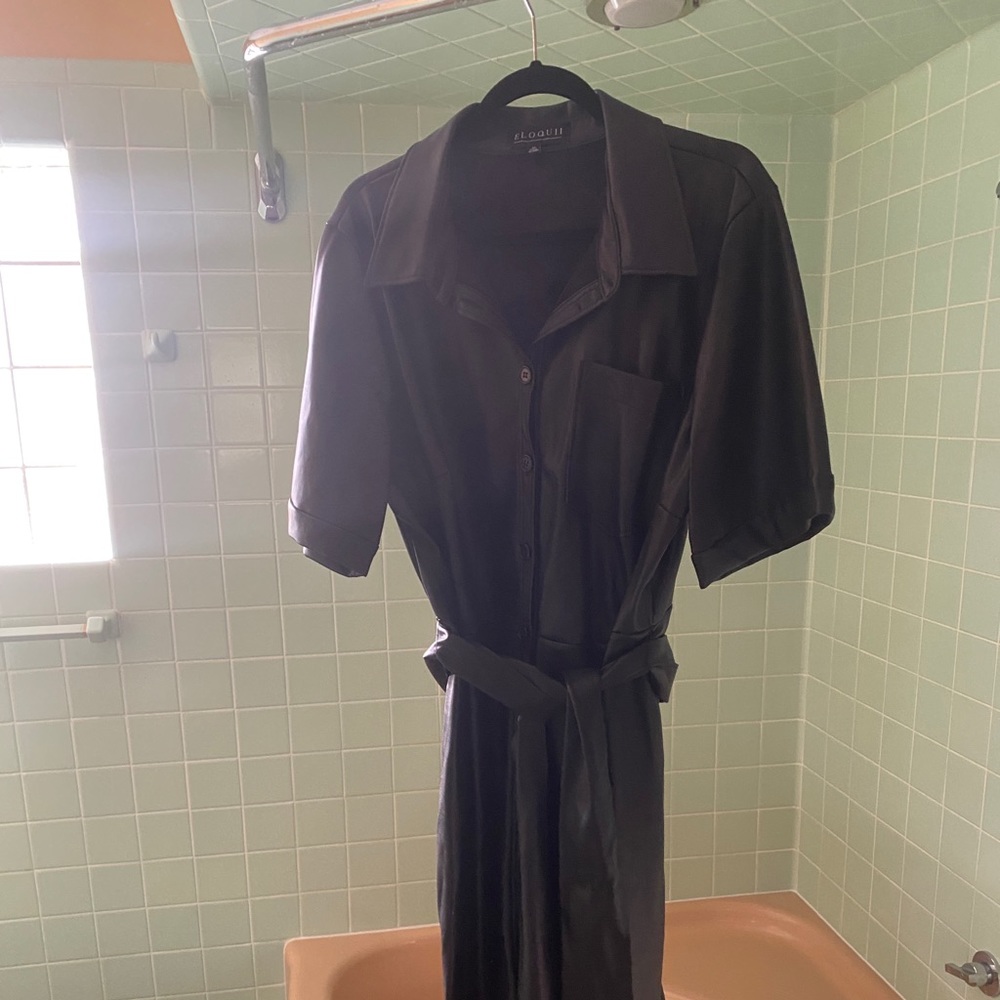 Eloquii Black Leather Dress - Picture 2 of 4